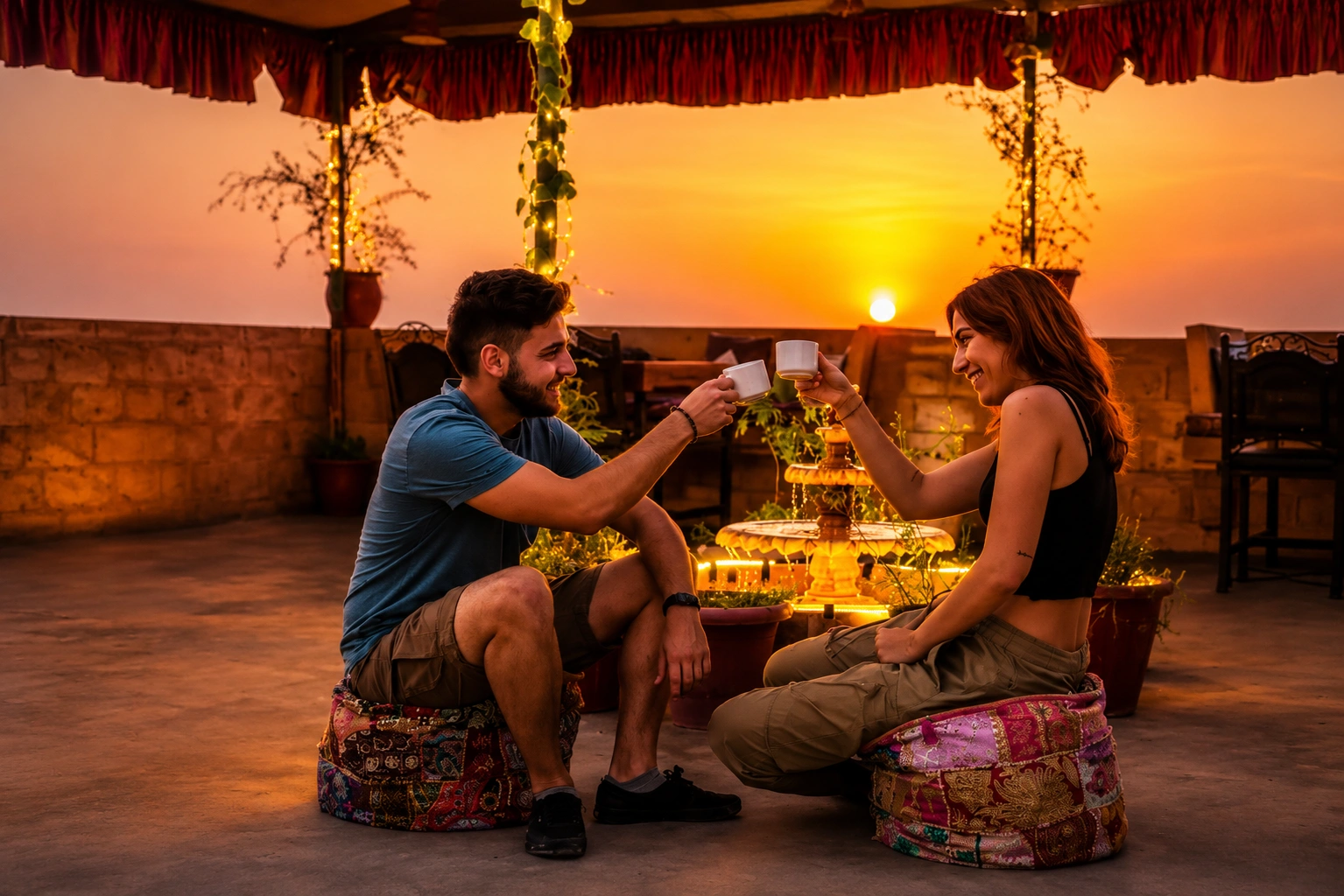 Warm hospitality at sunset in Jaisalmer